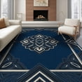 thumbnail image 1 of ODIKA 8'x10' Washable Area Rug Navy Large Geometric Balanced Lines Abstract Composition Pile for Living Room, Under Sectional, Family , Durable, Non-Slip, 1 of 7