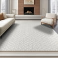 thumbnail image 1 of ODIKA 8'x10' Washable Area Rug Neutral Interlocking Boho Geometric Minimalist Farmhouse Ivory for Dining Room, Large Office, Lounge, Non-Slip Chair-Friendly Mat, 1 of 7