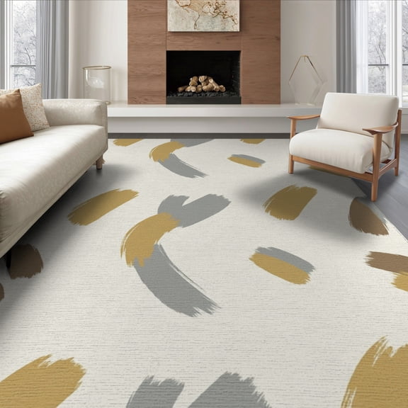 ODIKA 8'x10' Washable Area Rug Neutral Para Interlocking Dining Under Table Tapetes Sala Plaid for King Size Bedroom Bed, Master Suite, Non-Shedding, Easy Care