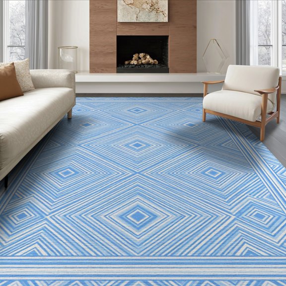 ODIKA 8'x10' Washable Area Rug Non-Shedding, Easy Care, Abstract Galaxy Inspired Balanced Minimalist Border Waschbarer for King Size Bedroom Under Bed, Master Suite