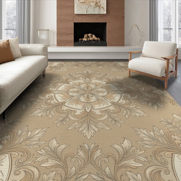 ODIKA 8'x10' Washable Area Rug Non-Shedding, Easy Care, Antique Style Decorative Delicate Botanical Transitional Tones for King Size Bedroom Under Bed, Master Suite