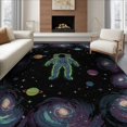 thumbnail image 1 of ODIKA 8'x10' Washable Area Rug Non-Shedding, Easy Care, Astronaut Galaxy Star Design With Cosmic Nebula Border Space Flowing Dynamic for King Size Bedroom Under Bed, Master Suite, 1 of 7