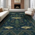 thumbnail image 1 of ODIKA 8'x10' Washable Area Rug Non-Shedding, Easy Care, Bass Lake Vintage Lure Cabin Motif Tackle Border Fish Fishing Refined Structured for King Size Bedroom Under Bed, Master Suite, 1 of 7