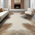 thumbnail image 1 of ODIKA 8'x10' Washable Area Rug Non-Shedding, Easy Care, Beige Cream Foliage Spread Symmetrical Border Frame Rectangular for King Size Bedroom Under Bed, Master Suite, 1 of 7