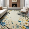 thumbnail image 1 of ODIKA 8'x10' Washable Area Rug Non-Shedding, Easy Care, Boho Motif Whimsical Butterfly Vine Border Scattered Delicate for King Size Bedroom Under Bed, Master Suite, 1 of 7