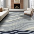 thumbnail image 1 of ODIKA 8'x10' Washable Area Rug Non-Shedding, Easy Care, Brushstroke Wave Motif Border Sage That Couch Costal Abstract Flowing Dynamic for King Size Bedroom Under Bed, Master Suite, 1 of 7