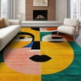 thumbnail image 1 of ODIKA 8'x10' Washable Area Rug Non-Shedding, Easy Care, Coral Retro Abstract Funky Face Eclectic Maximalism Vibrant Interlocking Shapes, Bold for King Size Bedroom Under Bed, Master Suite, 1 of 7