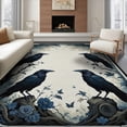 thumbnail image 1 of ODIKA 8'x10' Washable Area Rug Non-Shedding, Easy Care, Crow Raven Gothic Damask Mystical Motifs Border Skull Ornate for King Size Bedroom Under Bed, Master Suite, 1 of 7