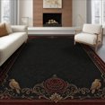 thumbnail image 1 of ODIKA 8'x10' Washable Area Rug Non-Shedding, Easy Care, Dark Red Gold Ornate Gothic Design Intricate Floral Border with Halloween Motif for King Size Bedroom Under Bed, Master Suite, 1 of 7