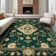 thumbnail image 1 of ODIKA 8'x10' Washable Area Rug Non-Shedding, Easy Care, Deep Green Vintage Floral Medallion Ornate with Distressed Vine Motifs for King Size Bedroom Under Bed, Master Suite, 1 of 7