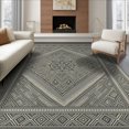thumbnail image 1 of ODIKA 8'x10' Washable Area Rug Non-Shedding, Easy Care, Entry Neutral Grey Banded Geometric Repeating Entryway Front for King Size Bedroom Under Bed, Master Suite, 1 of 7