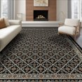 thumbnail image 1 of ODIKA 8'x10' Washable Area Rug Non-Shedding, Easy Care, Foyer Boho Interlocking Motif Symmetrical Entryway Beige Bamboo for King Size Bedroom Under Bed, Master Suite, 1 of 7