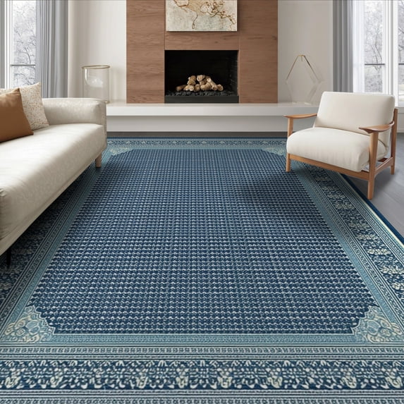 ODIKA 8'x10' Washable Area Rug Non-Shedding, Easy Care, Front Geometric Door Interlocking Ru Trellis Tasseled Boho Entrance for King Size Bedroom Under Bed, Master Suite