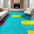 thumbnail image 1 of ODIKA 8'x10' Washable Area Rug Non-Shedding, Easy Care, Funky Aesthetic Cartoon Retro Blocks Graphic Bold Outline for King Size Bedroom Under Bed, Master Suite, 1 of 7