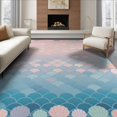 thumbnail image 1 of ODIKA 8'x10' Washable Area Rug Non-Shedding, Easy Care, Gradient Fish Scale Ombre Seashell Border Mermaid Flowing Dynamic for King Size Bedroom Under Bed, Master Suite, 1 of 7