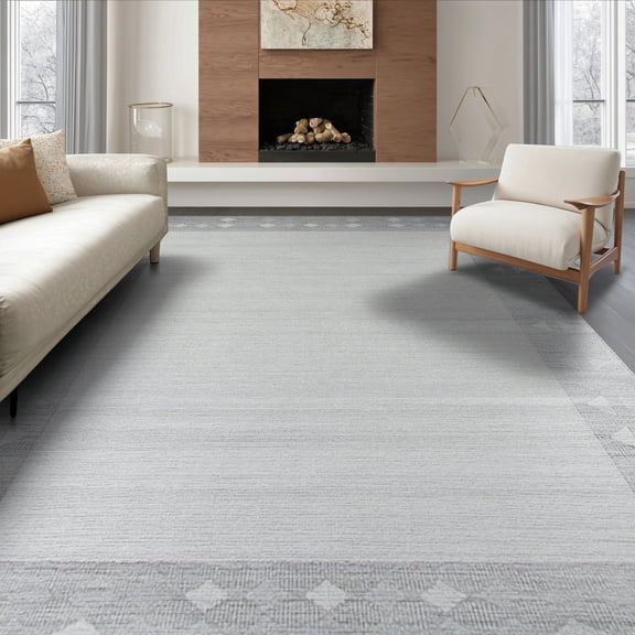 ODIKA 8'x10' Washable Area Rug Non-Shedding, Easy Care, Under Gradient Plush Contemporary Grey Padded Foam Large Fuzzy for King Size Bedroom Bed, Master Suite