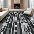 thumbnail image 1 of ODIKA 8'x10' Washable Area Rug Non-Shedding, Easy Care, Grey Abstract Striped Grid Design Mid Century Minimalist Vertical Blocks for King Size Bedroom Under Bed, Master Suite, 1 of 7