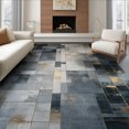 thumbnail image 1 of ODIKA 8'x10' Washable Area Rug Non-Shedding, Easy Care, Grey Abstract Under Vintage Mosaic Pixel Grid Distressed for King Size Bedroom Bed, Master Suite, 1 of 7