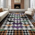 thumbnail image 1 of ODIKA 8'x10' Washable Area Rug Non-Shedding, Easy Care, Halloween Bat Welcome Checkered Plaid Spooky Layered Door Front for King Size Bedroom Under Bed, Master Suite, 1 of 7