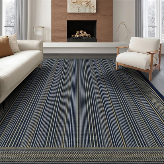 ODIKA 8'x10' Washable Area Rug Non-Shedding, Easy Care, Herringbone Bordered Zigzag Geometric Symmetry Shaggy Patterned for King Size Bedroom Under Bed, Master Suite