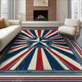 thumbnail image 1 of ODIKA 8'x10' Washable Area Rug Non-Shedding, Easy Care, Independence Day With Faded Star Design And Radiating Stripes for King Size Bedroom Under Bed, Master Suite, 1 of 7