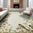 thumbnail image 1 of ODIKA 8'x10' Washable Area Rug Non-Shedding, Easy Care, Long Vintage Sage Bird Trailing Vine Border Scattered Bathroom for King Size Bedroom Under Bed, Master Suite, 1 of 7