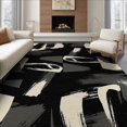 thumbnail image 1 of ODIKA 8'x10' Washable Area Rug Non-Shedding, Easy Care, Modern Brushstroke With Minimalist Geometric Accents Abstract Flowing Dynamic for King Size Bedroom Under Bed, Master Suite, 1 of 7