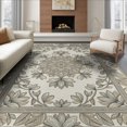 thumbnail image 1 of ODIKA 8'x10' Washable Area Rug Non-Shedding, Easy Care, Neutral Botanical Border Contemporary Beige Traditional Boho Refined Structured for King Size Bedroom Under Bed, Master Suite, 1 of 7