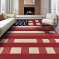 thumbnail image 1 of ODIKA 8'x10' Washable Area Rug Non-Shedding, Easy Care, Patriotic Door Striped Motif Border Independence Welcome July Flowing Dynamic for King Size Bedroom Under Bed, Master Suite, 1 of 7
