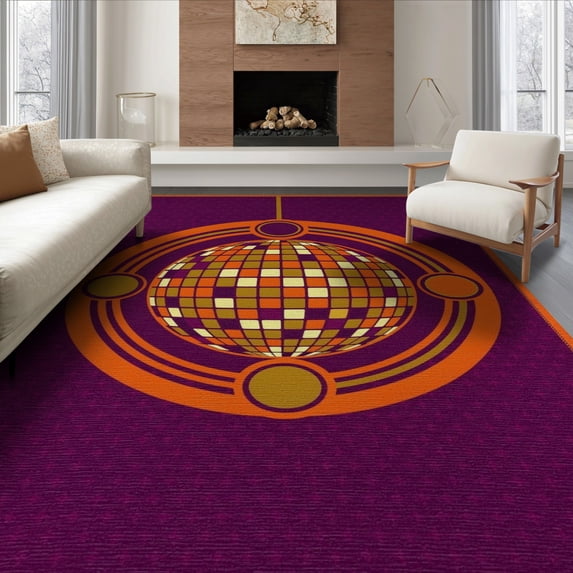 ODIKA 8'x10' Washable Area Rug Non-Shedding, Easy Care, Personalized Music Record Graphic Retro Cassette Movie Theater for King Size Bedroom Under Bed, Master Suite