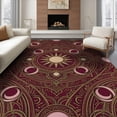 thumbnail image 1 of ODIKA 8'x10' Washable Area Rug Non-Shedding, Easy Care, Pink Boho Maximalist Interlocking Rings Symmetrical Border Retro for King Size Bedroom Under Bed, Master Suite, 1 of 7