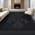 thumbnail image 1 of ODIKA 8'x10' Washable Area Rug Non-Shedding, Easy Care, Red Dark Charcoal Ornate Scrollwork Intricate Floral Motif with Elegant Borders for King Size Bedroom Under Bed, Master Suite, 1 of 7
