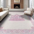 thumbnail image 1 of ODIKA 8'x10' Washable Area Rug Non-Shedding, Easy Care, Round Pastel Carousel Motif Interlocking Scroll Traffic Storybook for King Size Bedroom Under Bed, Master Suite, 1 of 7