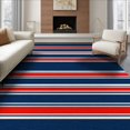 thumbnail image 1 of ODIKA 8'x10' Washable Area Rug Non-Shedding, Easy Care, Striped Horizontal Navy Balanced Nautical Motif Strip Mudroom for King Size Bedroom Under Bed, Master Suite, 1 of 7