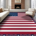 thumbnail image 1 of ODIKA 8'x10' Washable Area Rug Non-Shedding, Easy Care, Striped Motif Border Independence Welcome July Patriotic Door Playful Expressive for King Size Bedroom Under Bed, Master Suite, 1 of 7
