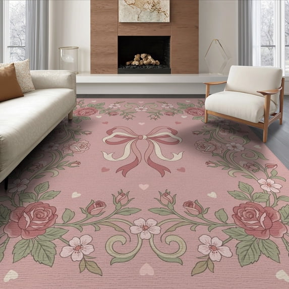 ODIKA Symmetrical Bow Center Miniature Hearts Looping Ribbon Composition for Dining Room, Large Office, Lounge, Non-Slip Chair-Friendly