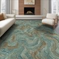 thumbnail image 1 of ODIKA 8'x10' Washable Area Rug Non-Shedding, Easy Care, Turquoise Flowing Veined Featuring Interlocking Ripples Orange for King Size Bedroom Under Bed, Master Suite, 1 of 7
