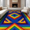 thumbnail image 1 of ODIKA 8'x10' Washable Area Rug Non-Shedding, Easy Care, Vibrant Lgbt With Repeating Bands And Symmetrical Edge Detail for King Size Bedroom Under Bed, Master Suite, 1 of 7