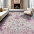 thumbnail image 1 of ODIKA 8'x10' Washable Area Rug Non-Shedding, Easy Care, Vintage Distressed Botanical Toile Faded Damask Ornate Scrolling for King Size Bedroom Under Bed, Master Suite, 1 of 7