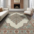 thumbnail image 1 of ODIKA 8'x10' Washable Area Rug Non-Shedding, Easy Care, Vintage Oushak Border Cream Farmhouse Bohemian Medium Boho Large Refined for King Size Bedroom Under Bed, Master Suite, 1 of 7