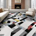 thumbnail image 1 of ODIKA 8'x10' Washable Area Rug Non-Slip Chair-Friendly Mat Abstract Contemporary Interlocking Shapes Minimalist Motif Grey Flowing Dynamic for Dining Room, Large Office, Lounge, 1 of 7
