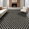 thumbnail image 1 of ODIKA 8'x10' Washable Area Rug Non-Slip Chair-Friendly Mat Aesthetic Boho Crosshatch Grid Contemporary Bathroom Printed for Dining Room, Large Office, Lounge, 1 of 7