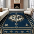 thumbnail image 1 of ODIKA 8'x10' Washable Area Rug Non-Slip Chair-Friendly Mat Antique Compass Rose Maritime Star Points Aged Rope Frame Design for Dining Room, Large Office, Lounge, 1 of 7