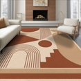 thumbnail image 1 of ODIKA 8'x10' Washable Area Rug Non-Slip Chair-Friendly Mat Beige Terracotta Geometric Artistry Abstract Shapes with Modern Lines for Dining Room, Large Office, Lounge, 1 of 7