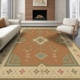 thumbnail image 1 of ODIKA 8'x10' Washable Area Rug Non-Slip Chair-Friendly Mat Beige Terracotta Geometric Floral Design Intricate with Classic Border Style for Dining Room, Large Office, Lounge, 1 of 7