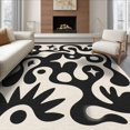 thumbnail image 1 of ODIKA 8'x10' Washable Area Rug Non-Slip Chair-Friendly Mat Black White Abstract Artistic Design Contemporary Fluid Shapes with Star Motifs for Dining Room, Large Office, Lounge, 1 of 7