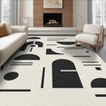 thumbnail image 1 of ODIKA 8'x10' Washable Area Rug Non-Slip Chair-Friendly Mat Black White Geometric Abstract Art Design Elegant Contrasts in Modern Minimalist for Dining Room, Large Office, Lounge, 1 of 7