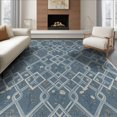 thumbnail image 1 of ODIKA 8'x10' Washable Area Rug Non-Slip Chair-Friendly Mat Boho Details Symmetrical Lattice Vintage Edging Dorm Dining Table for Room, Large Office, Lounge, 1 of 7