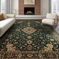 thumbnail image 1 of ODIKA 8'x10' Washable Area Rug Non-Slip Chair-Friendly Mat Boho Distressed Vintage Scrollwork Border Decorative Tone Retro for Dining Room, Large Office, Lounge, 1 of 7
