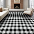 thumbnail image 1 of ODIKA 8'x10' Washable Area Rug Non-Slip Chair-Friendly Mat Buffalo Plaid Striped With Farmhouse Checkerboard Border Accents for Dining Room, Large Office, Lounge, 1 of 7